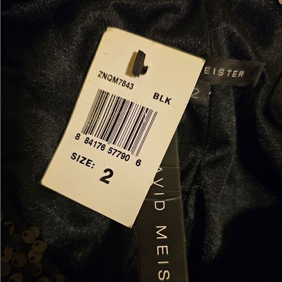 DAVID MEISTER Black Sequin Open Back Dress - Size 2 - Picture 9 of 10